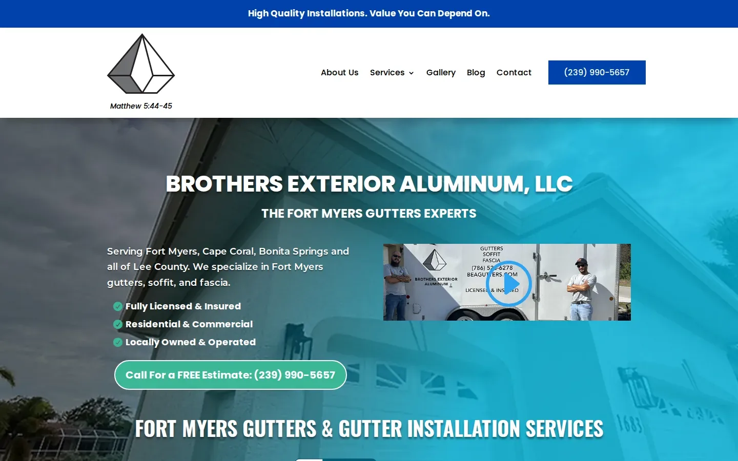 Bonita Springs Web Design 2 Brothers Exterior Aluminum website built by Gulf Shore Web Design serving Bonita Springs