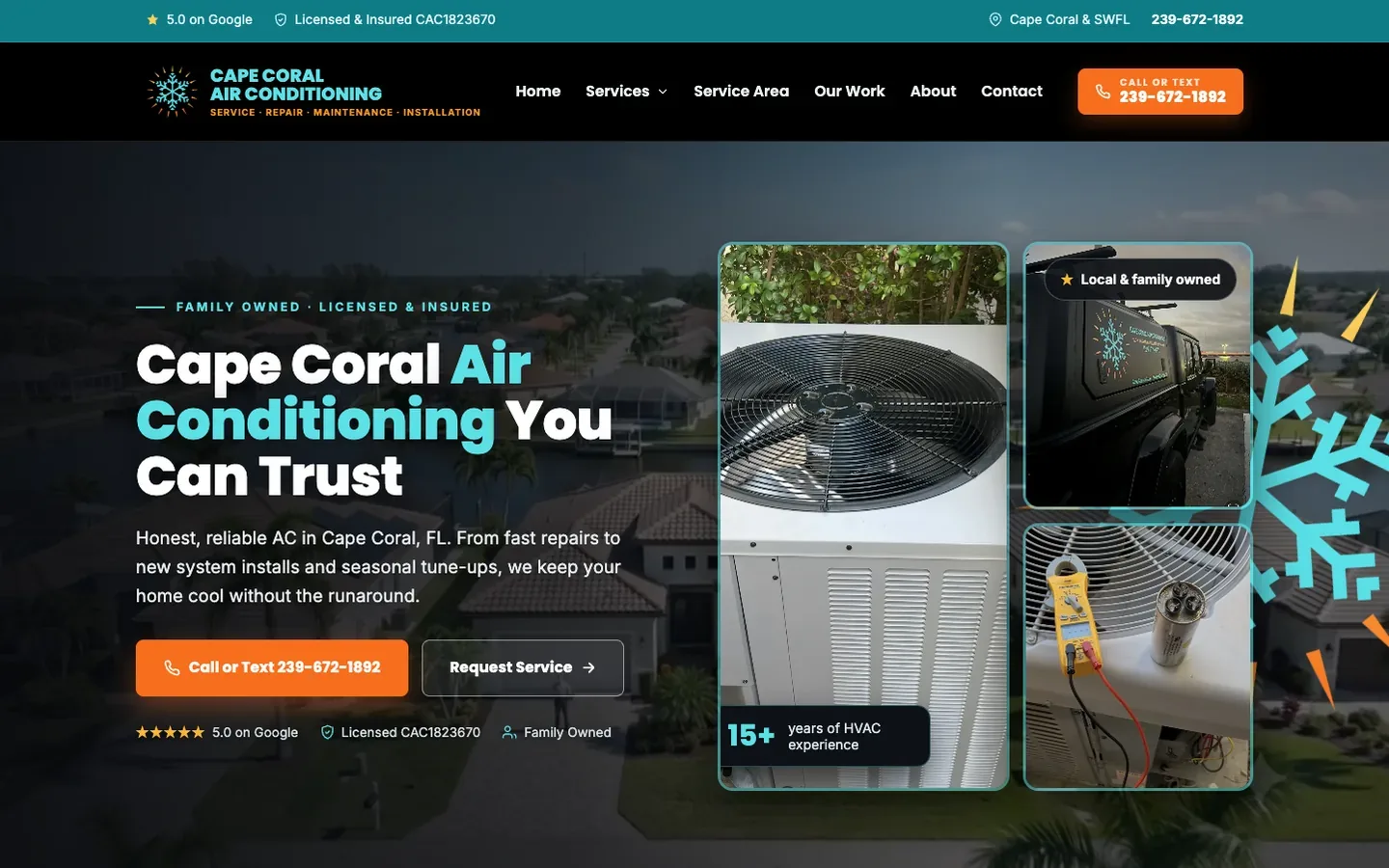 Cape Coral Web Design 2 Cape Coral Air Conditioning website built by Gulf Shore Web Design